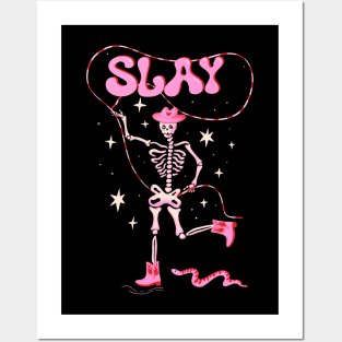 Slay Dancing skeleton in cowboy boots and hat Posters and Art